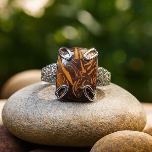 Miriam Jasper & Citrine Stainless Steel Ring